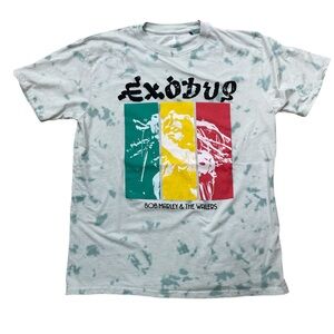 Bob Marley and the Wailers Exodus Green Dye T-Shirt LG Zion Reggae Graphic Tee